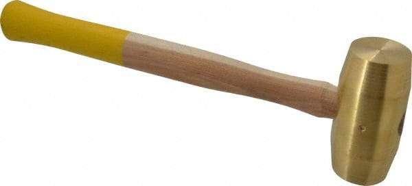 Made in USA - 5 Lb Head 1-7/8" Face Brass Nonmarring Hammer - 15" OAL, Wood Handle - Exact Tool & Supply
