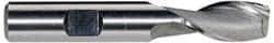 Hertel - 33/64", 1-1/8" LOC, 1/2" Shank Diam, 3-3/8" OAL, 2 Flute, High Speed Steel Square End Mill - Single End, Uncoated, Spiral Flute, 30° Helix, Centercutting, Right Hand Cut, Right Hand Flute - Exact Tool & Supply