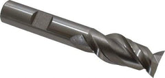 Hertel - 5/8", 1-3/8" LOC, 1/2" Shank Diam, 3-3/8" OAL, 2 Flute, High Speed Steel Square End Mill - Single End, Uncoated, Spiral Flute, 42° Helix, Centercutting, Right Hand Cut, Right Hand Flute - Exact Tool & Supply