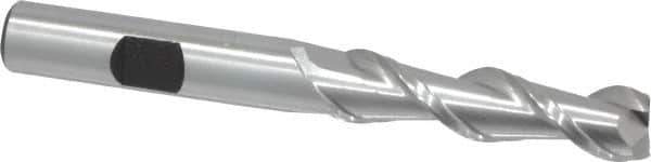 Hertel - 3/8", 1-1/2" LOC, 3/8" Shank Diam, 3-1/4" OAL, 2 Flute, High Speed Steel Square End Mill - Single End, Uncoated, Spiral Flute, 42° Helix, Centercutting, Right Hand Cut, Right Hand Flute - Exact Tool & Supply