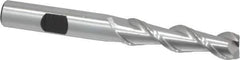 Hertel - 3/8", 1-1/2" LOC, 3/8" Shank Diam, 3-1/4" OAL, 2 Flute, High Speed Steel Square End Mill - Single End, Uncoated, Spiral Flute, 42° Helix, Centercutting, Right Hand Cut, Right Hand Flute - Exact Tool & Supply