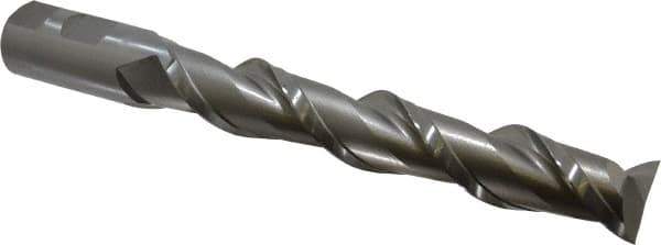 Hertel - 1", 6" LOC, 1" Shank Diam, 8-1/2" OAL, 2 Flute, High Speed Steel Square End Mill - Single End, Uncoated, Spiral Flute, 42° Helix, Centercutting, Right Hand Cut, Right Hand Flute - Exact Tool & Supply
