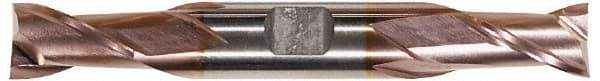 Hertel - 5/8", 1-1/8" LOC, 5/8" Shank Diam, 5" OAL, 2 Flute, High Speed Steel Square End Mill - Double End, TiCN Finish, Spiral Flute, 30° Helix, Centercutting, Right Hand Cut, Right Hand Flute - Exact Tool & Supply