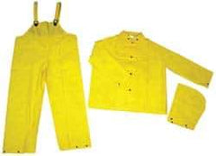MCR Safety - Size 2XL, Yellow, Rain Three Piece Suit - 60" Chest, Detachable Hood, Take Up Snaps Ankle, Take Up Snaps Wrist - Exact Tool & Supply
