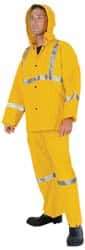MCR Safety - Size XL, Yellow, Rain Three Piece Suit - 57" Chest, Detachable Hood, Take Up Snaps Ankle, Take Up Snaps Wrist - Exact Tool & Supply