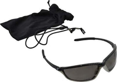 MCR Safety - Gray Lenses, Framed Safety Glasses - Anti-Fog, Scratch Resistant, Carbon/Silver Polycarbonate Frame, Size Universal, Wrap Around - Exact Tool & Supply