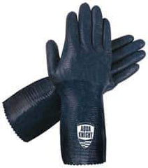 MCR Safety - Size L (9), 12" Long, Supported, Nitrile Chemical Resistant Gloves - Textured Finish, Cotton Lined, Gauntlet Cuff, Black - Exact Tool & Supply