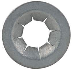 Made in USA - 17/32" OD, Spring Steel Push Nut - Zinc-Plated, 7/32" Shaft Diam - Exact Tool & Supply