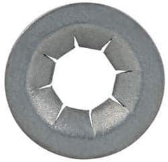 Made in USA - 17/32" OD, Spring Steel Push Nut - Zinc-Plated, 7/32" Shaft Diam - Exact Tool & Supply