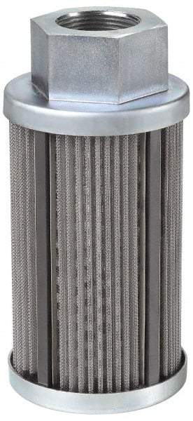 Parker - 30 Mesh, 95 LPM, 25 GPM, 3.53" Diam, Male/Female Magnetic Suction Strainer - 1-1/4 Port NPT, 7.39" Long - Exact Tool & Supply