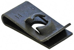 Made in USA - #8 Screw, 0.05 to 0.09" Thick, Spring Steel Standard U Nut - 19/64" Center Edge, Black Phosphate Finish - Exact Tool & Supply