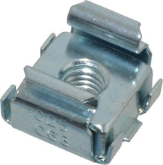 Made in USA - #10-32 Screw, 0.025 to 1/16" Thick, Spring Steel Cage Nut - Zinc-Plated Finish - Exact Tool & Supply