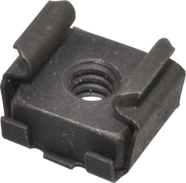 Made in USA - #10-24 Screw, 0.025 to 1/16" Thick, Spring Steel Cage Nut - Black Phosphate Finish - Exact Tool & Supply