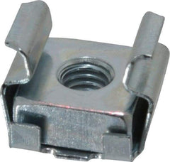 Made in USA - #10-32 Screw, 0.064 to 0.105" Thick, Spring Steel Cage Nut - Zinc-Plated Finish - Exact Tool & Supply