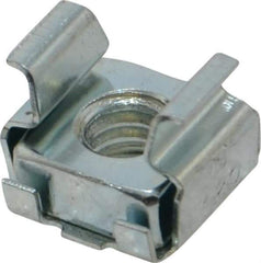 Made in USA - 1/4-20 Screw, 0.093 to 1/8" Thick, Spring Steel Cage Nut - Zinc-Plated Finish - Exact Tool & Supply