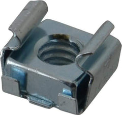Made in USA - 1/4-20 Screw, 0.025 to 1/16" Thick, Spring Steel Cage Nut - Zinc-Plated Finish - Exact Tool & Supply