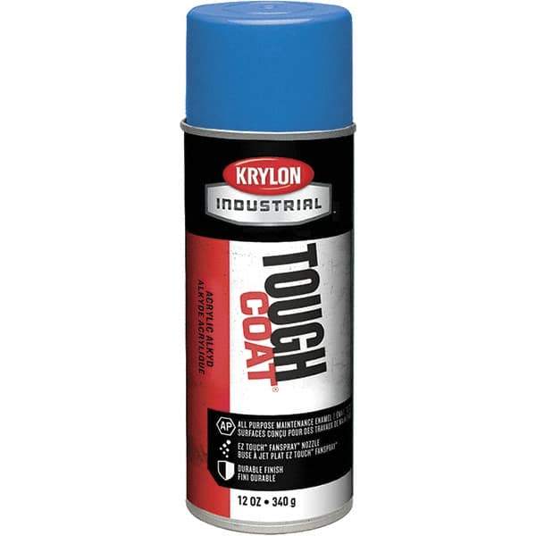 Krylon - OSHA Blue, 12 oz Net Fill, High Gloss, Enamel Spray Paint - 20 to 25 Sq Ft per Can, 16 oz Container, Use on Conduits, Ducts, Electrical Equipment, Machinery, Metal, Motors, Pipelines & Marking Areas, Railings, Steel Bars, Tool Boxes, Tools - Exact Tool & Supply