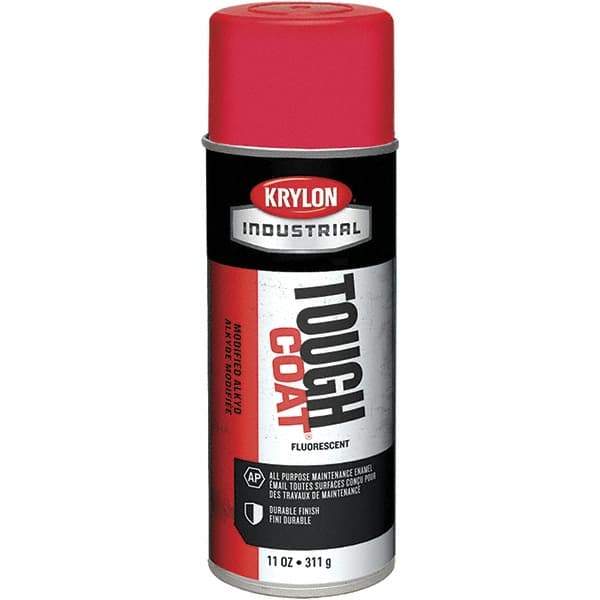 Krylon - Red, Fluorescent, Aerosol Spray Paint - 15 to 20 Sq Ft per Can, 12 oz Container - Exact Tool & Supply