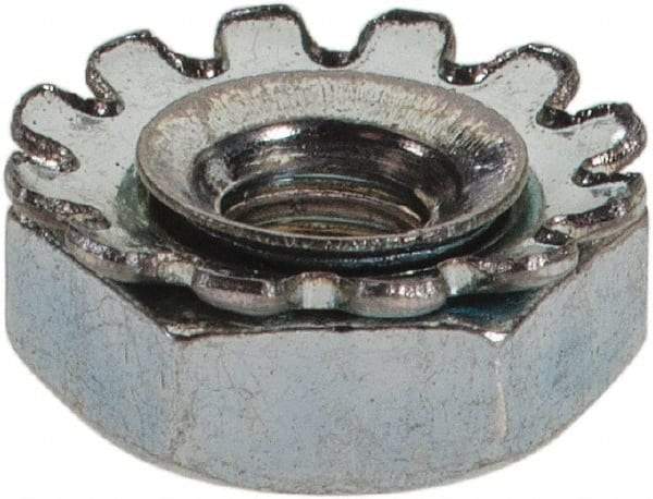 Value Collection - #5-40, Zinc Plated, Steel Hex Nut with External Tooth Washer - 1/4" Washer Diam, 1/4" Width Across Flats - Exact Tool & Supply