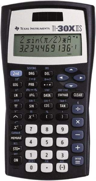 Texas Instruments - LCD Scientific Calculator - 3-3/8 x 6-3/8 Display Size, Black, Battery & Solar Powered, 1.1" Long x 6-1/2" Wide - Exact Tool & Supply