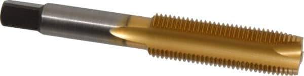Cleveland - 1/2-20 UNF, 3 Flute, TiN Finish, High Speed Steel Spiral Point Tap - Plug Chamfer, Right Hand Thread, 3-3/8" OAL, 0.94" Thread Length, 3B Class of Fit, Series 1011TN - Exact Tool & Supply