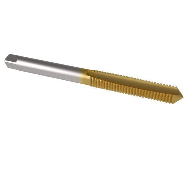 Cleveland - 1/4-20 UNC, 2 Flute, TiN Finish, High Speed Steel Spiral Point Tap - Plug Chamfer, Right Hand Thread, 2-1/2" OAL, 25.4mm Thread Length, 2B Class of Fit, Series 1011TN - Exact Tool & Supply