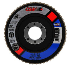 Camel Grinding Wheels - 80 Grit, 4-1/2" Disc Diam, 7/8" Center Hole, Type 29 Aluminum Oxide Flap Disc - 13,300 Max RPM, Polyester Backing, Arbor Attaching System, Coated - Exact Tool & Supply