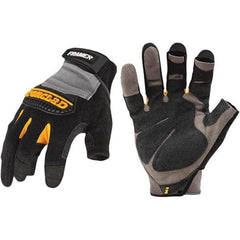 ironCLAD - Size L (9) Synthetic Leather Work Gloves - For Mechanic's & Lifting, Uncoated, Hook & Loop Cuff, Fingerless, Black, Paired - Exact Tool & Supply