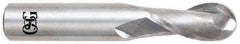 OSG - 9/16" Diam, 1-1/8" LOC, 2 Flute Solid Carbide Ball End Mill - Uncoated, Single End, 3-1/2" OAL, 9/16" Shank Diam, Spiral Flute - Exact Tool & Supply
