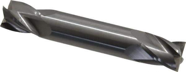 OSG - 1/2", 5/8" LOC, 1/2" Shank Diam, 3" OAL, 4 Flute, Solid Carbide Square End Mill - Double End, Uncoated, Spiral Flute, 30° Helix, Right Hand Cut, Right Hand Flute, Series 424 - Exact Tool & Supply