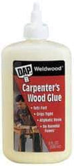 DAP - 16 oz Bottle Yellow Wood Glue - 5 to 7 min Working Time, 72 hr Full Cure Time, Bonds to Cardboard, Fabric, Leather, Particle Board & Wood - Exact Tool & Supply