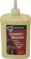 DAP - 32 oz Bottle Yellow Wood Glue - 5 to 7 min Working Time, 72 hr Full Cure Time, Bonds to Cardboard, Fabric, Leather, Particle Board & Wood - Exact Tool & Supply