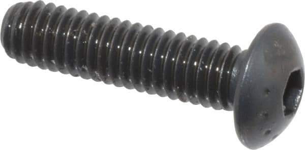 Made in USA - M4x0.70 Metric Coarse Hex Socket Drive, Button Screw - Alloy Steel, Black Oxide Finish, Fully Threaded, 16mm Length Under Head - Exact Tool & Supply