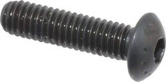 Made in USA - M4x0.70 Metric Coarse Hex Socket Drive, Button Screw - Alloy Steel, Black Oxide Finish, Fully Threaded, 16mm Length Under Head - Exact Tool & Supply