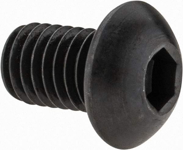 Made in USA - M8x1.25 Metric Coarse Hex Socket Drive, Button Screw - Alloy Steel, Black Oxide Finish, Fully Threaded, 12mm Length Under Head - Exact Tool & Supply