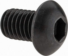 Made in USA - M8x1.25 Metric Coarse Hex Socket Drive, Button Screw - Alloy Steel, Black Oxide Finish, Fully Threaded, 12mm Length Under Head - Exact Tool & Supply