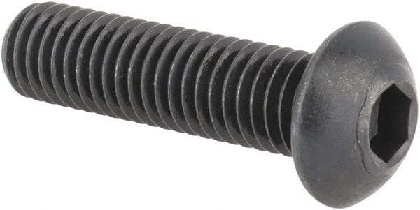Made in USA - M8x1.25 Metric Coarse Hex Socket Drive, Button Screw - Alloy Steel, Black Oxide Finish, Fully Threaded, 30mm Length Under Head - Exact Tool & Supply