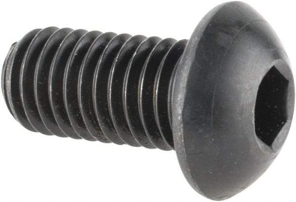 Made in USA - M10x1.50 Metric Coarse Hex Socket Drive, Button Screw - Alloy Steel, Black Oxide Finish, Fully Threaded, 20mm Length Under Head - Exact Tool & Supply