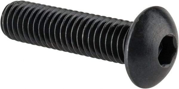 Made in USA - M5x0.80 Metric Coarse Hex Socket Drive, Button Screw - Alloy Steel, Black Oxide Finish, Fully Threaded, 20mm Length Under Head - Exact Tool & Supply