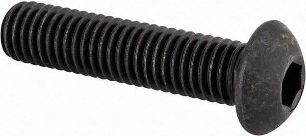 Made in USA - M8x1.25 Metric Coarse Hex Socket Drive, Button Screw - Alloy Steel, Black Oxide Finish, Fully Threaded, 35mm Length Under Head - Exact Tool & Supply