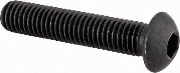 Made in USA - M8x1.25 Metric Coarse Hex Socket Drive, Button Screw - Alloy Steel, Black Oxide Finish, Fully Threaded, 40mm Length Under Head - Exact Tool & Supply