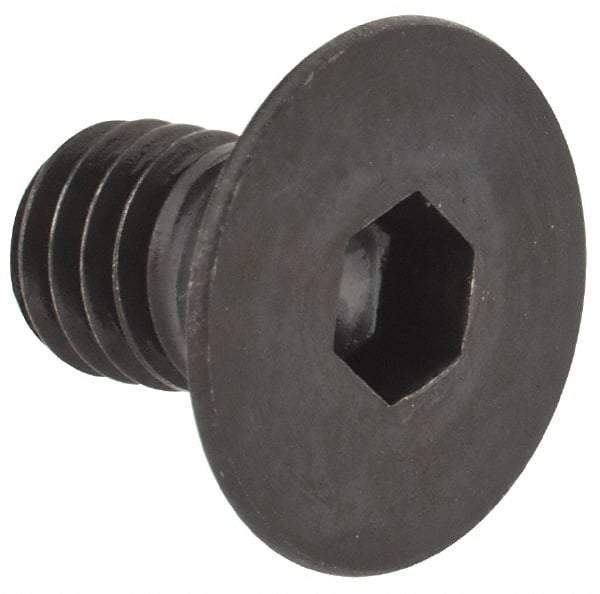 Made in USA - M6x1.00 Metric Coarse Hex Socket Drive, 90° Flat Head Socket Cap Screw - Grade 10.9 Alloy Steel, Black Oxide Finish, Fully Threaded, 10mm Length Under Head - Exact Tool & Supply