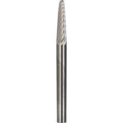 Made in USA - 3mm Cut Diam, 0.1181" Shank Diam, Cone Head Double Cut Burr - Carbide, 12.7mm LOC, 38mm OAL - Exact Tool & Supply