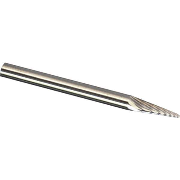 Made in USA - 6mm Cut Diam, 0.2362" Shank Diam, Cone Head Aluma Cut Burr - Carbide, 12.7mm LOC, 50mm OAL - Exact Tool & Supply