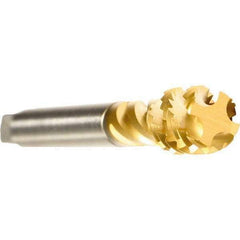 Emuge - 1/16-27 NPSF, 45° Helix, 3 Flutes, TiN Finish, Cobalt, Spiral Flute Pipe Tap - Right Hand Flute, 0.6693" Thread Length, 0.1929" Square Size, Series Enorm - Exact Tool & Supply