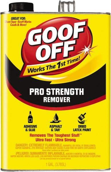 Goof Off - 1 Gal Can Adhesive Remover - Removes Caulk Residue, Chewing Gum, Crayon, Glue, Marker, Paint, Pen, Scuff Marks, Tar, Stickers & Tree Sap - Exact Tool & Supply