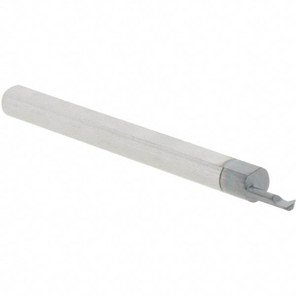 Scientific Cutting Tools - 0.15" Cutting Depth, 40 to 80 TPI, 0.06" Diam, Internal Thread, Solid Carbide, Single Point Threading Bar - AlTiN+ Finish, 1-1/2" OAL, 1/8" Shank Diam, 0.02" Projection from Edge, 60° Profile Angle - Exact Tool & Supply