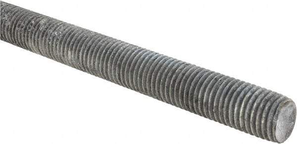 Made in USA - 7/8-9 UNC (Coarse), 2' Long, Low Carbon Steel Threaded Rod - Hot-Dipped Galvanized Finish, Right Hand Thread - Exact Tool & Supply