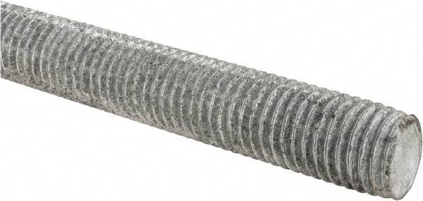 Made in USA - 7/8-9 UNC (Coarse), 6' Long, Low Carbon Steel Threaded Rod - Hot-Dipped Galvanized Finish, Right Hand Thread - Exact Tool & Supply
