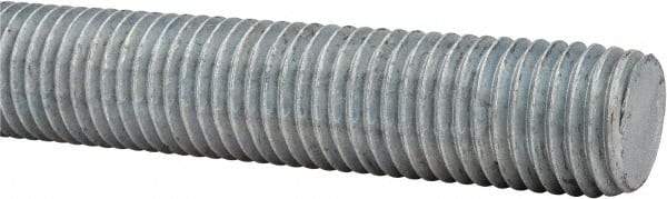 Made in USA - 1-8 UNC (Coarse), 6' Long, Low Carbon Steel Threaded Rod - Hot-Dipped Galvanized Finish, Right Hand Thread - Exact Tool & Supply